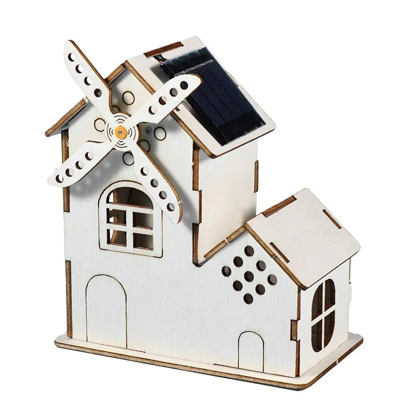 DIY Solar Windmill Wooden House Kit