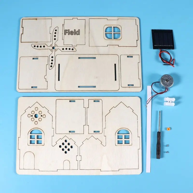 DIY Solar Windmill Wooden House Kit
