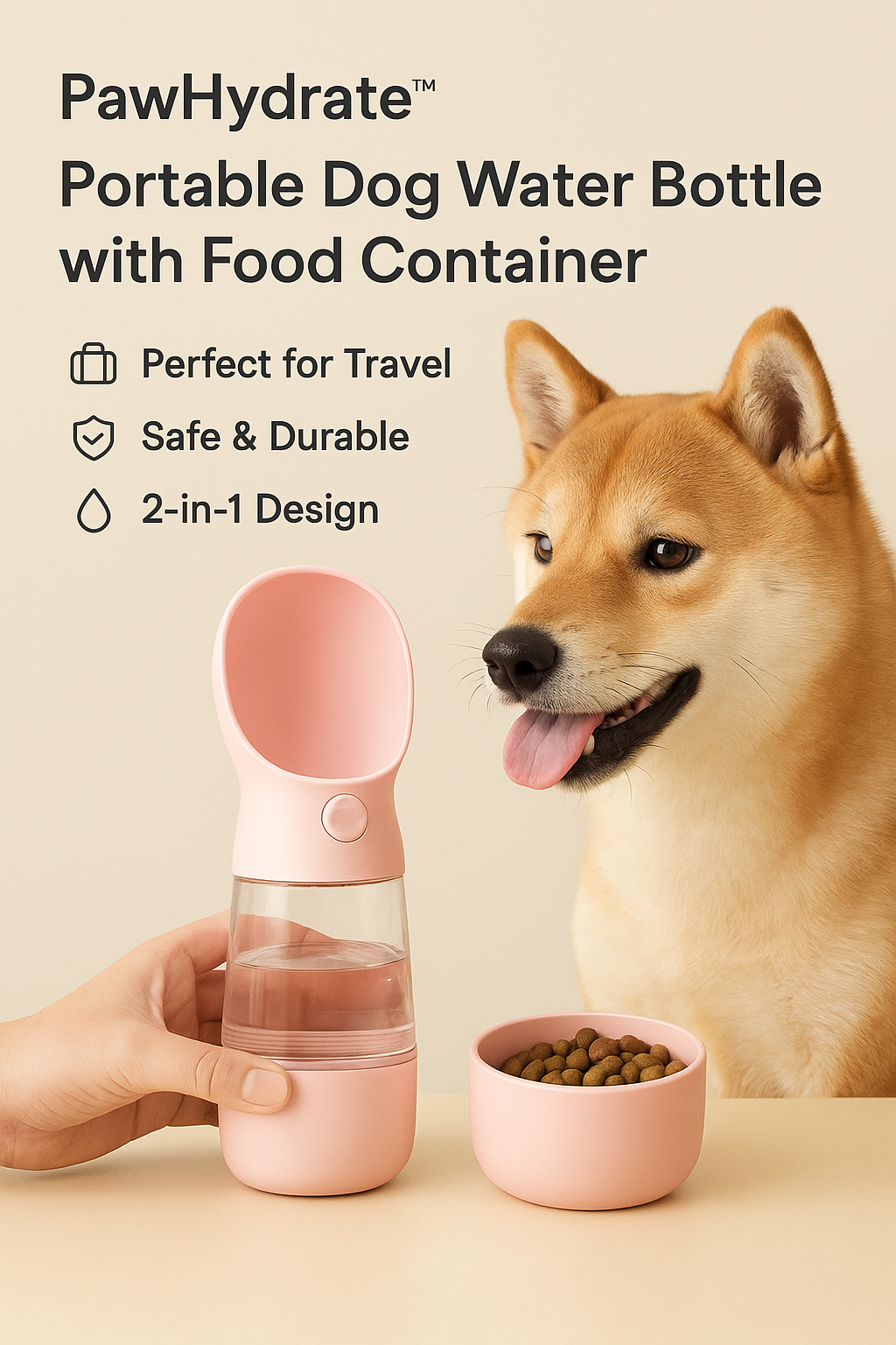 PawHydrate™ Portable Dog Water Bottle with Food Container