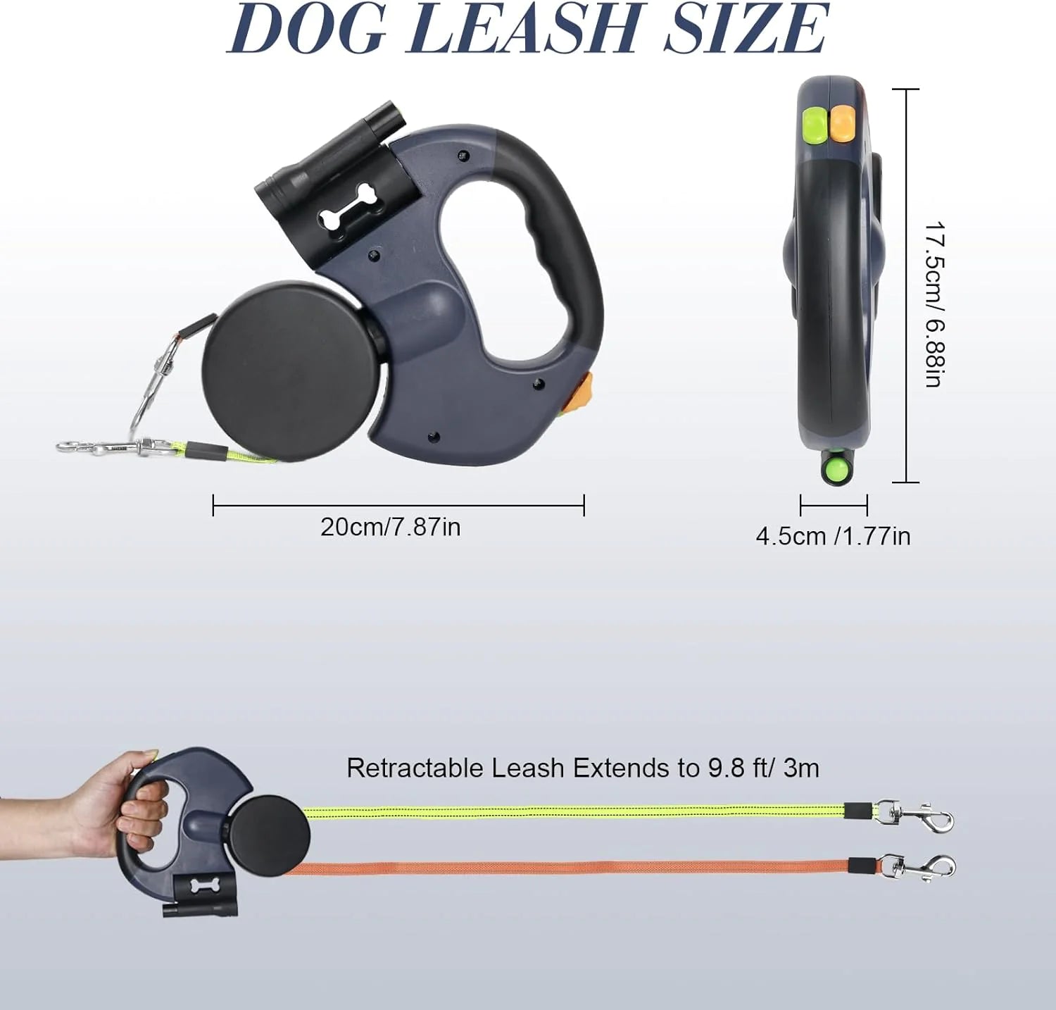 FlexiPaw™ Dual Retractable Dog Leash | 360° Tangle-Free Reflective Double Lead