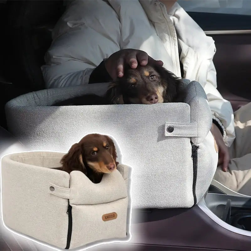 Snuggle & Giggle Portable Dog Car Seat Bed – Central Pet Carrier for Small Dogs & Cats, Safe Travel Bed