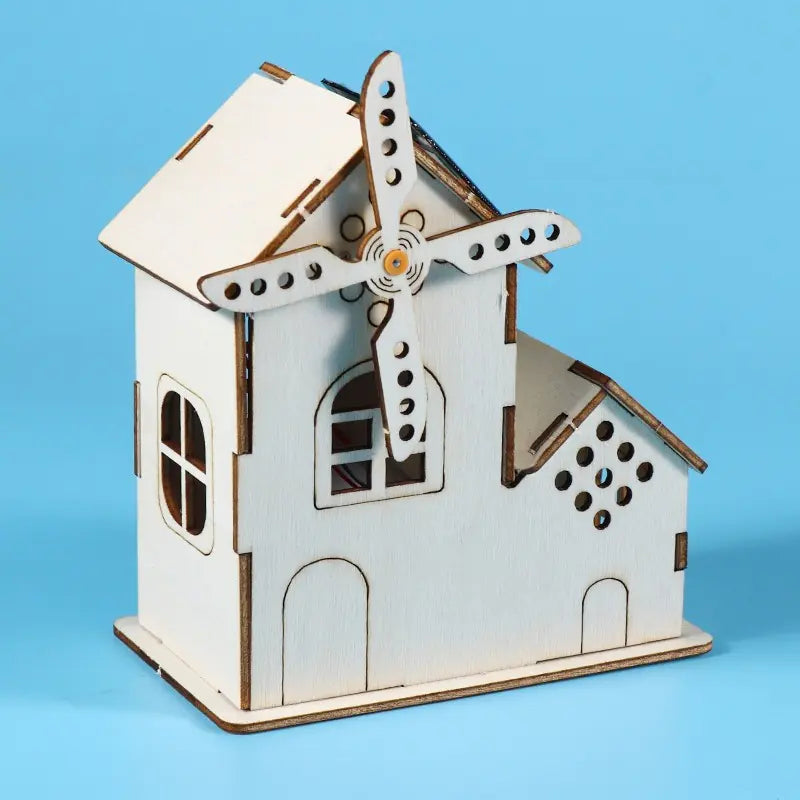 DIY Solar Windmill Wooden House Kit
