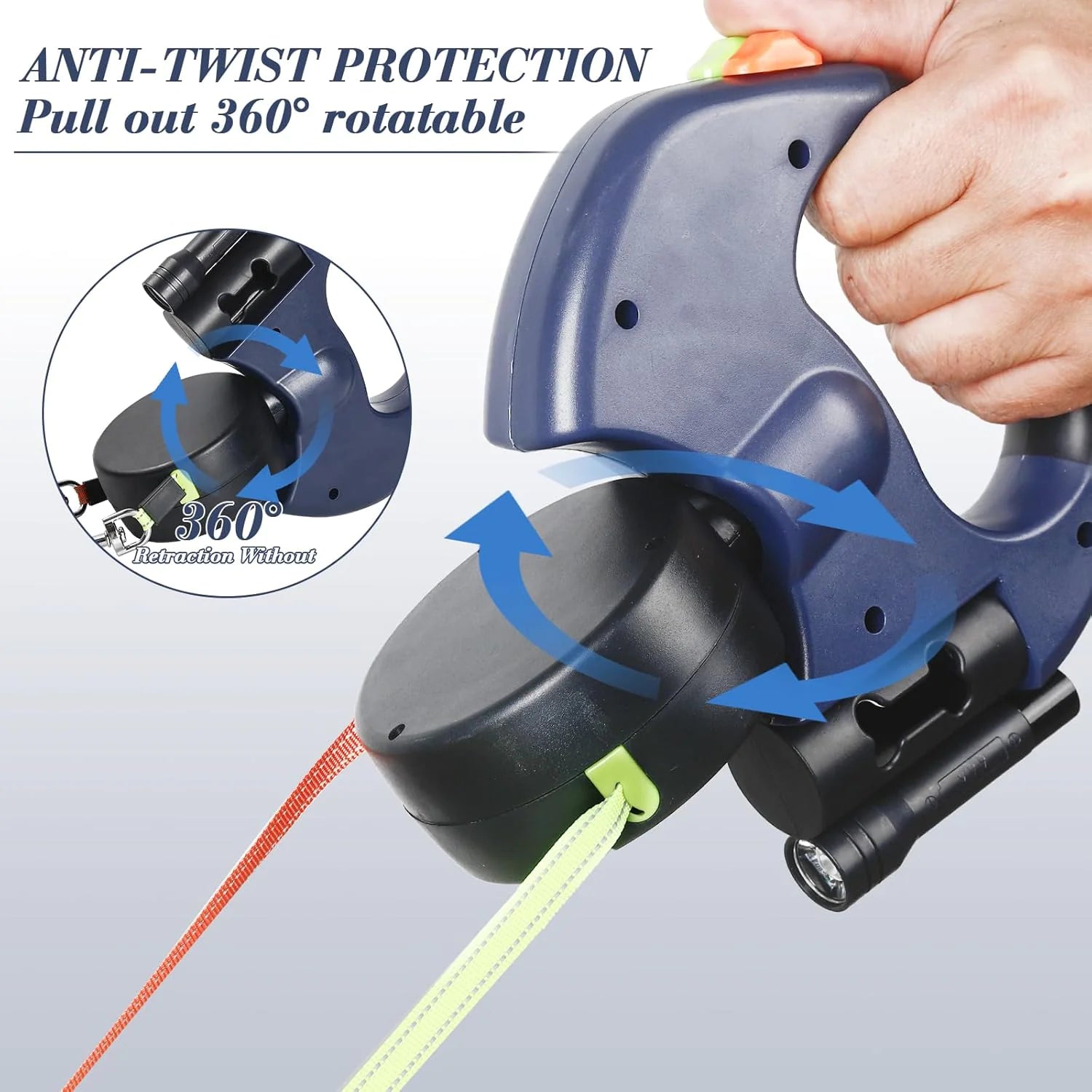 FlexiPaw™ Dual Retractable Dog Leash | 360° Tangle-Free Reflective Double Lead