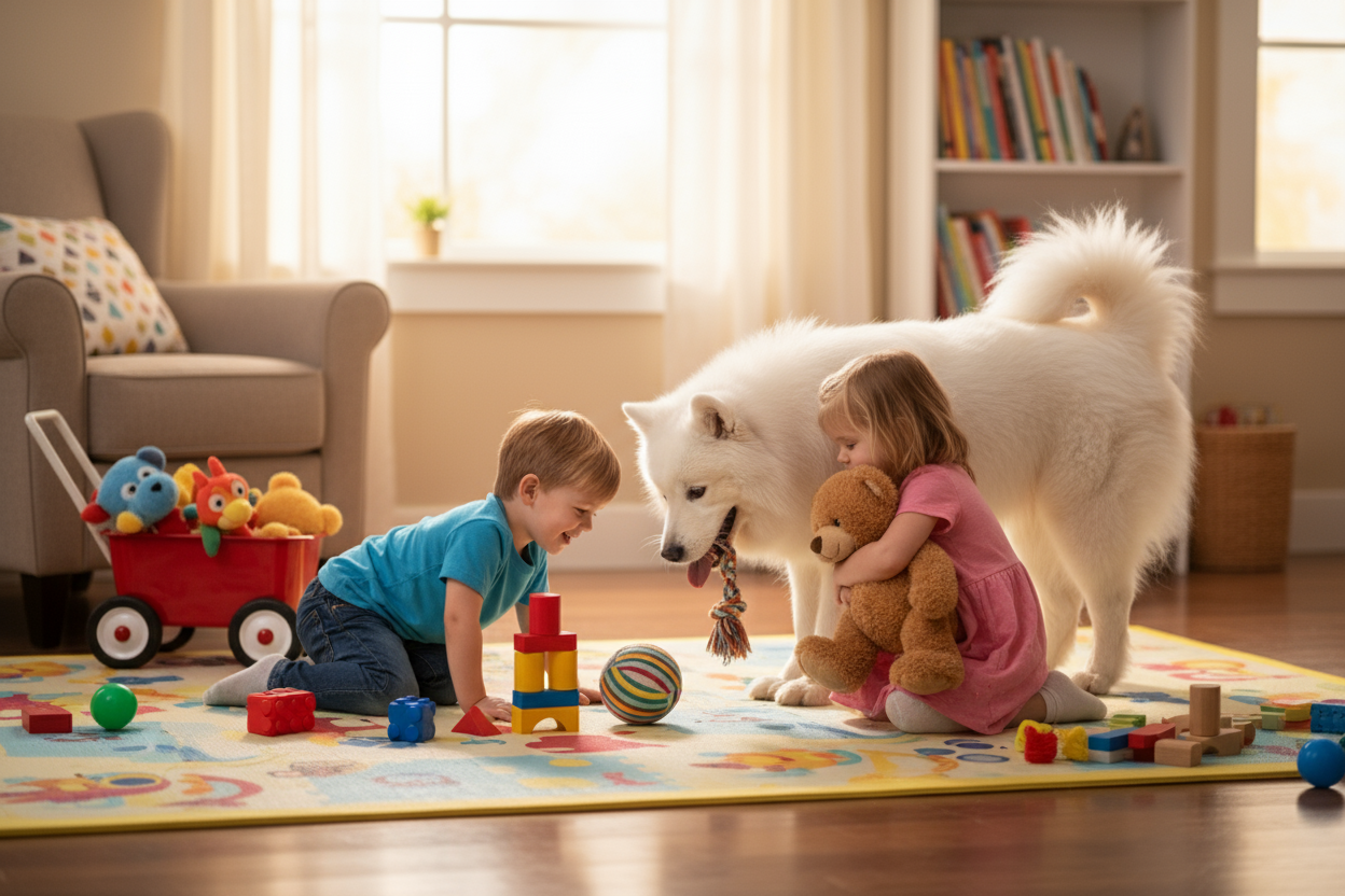 change the dog to a cute samoyed